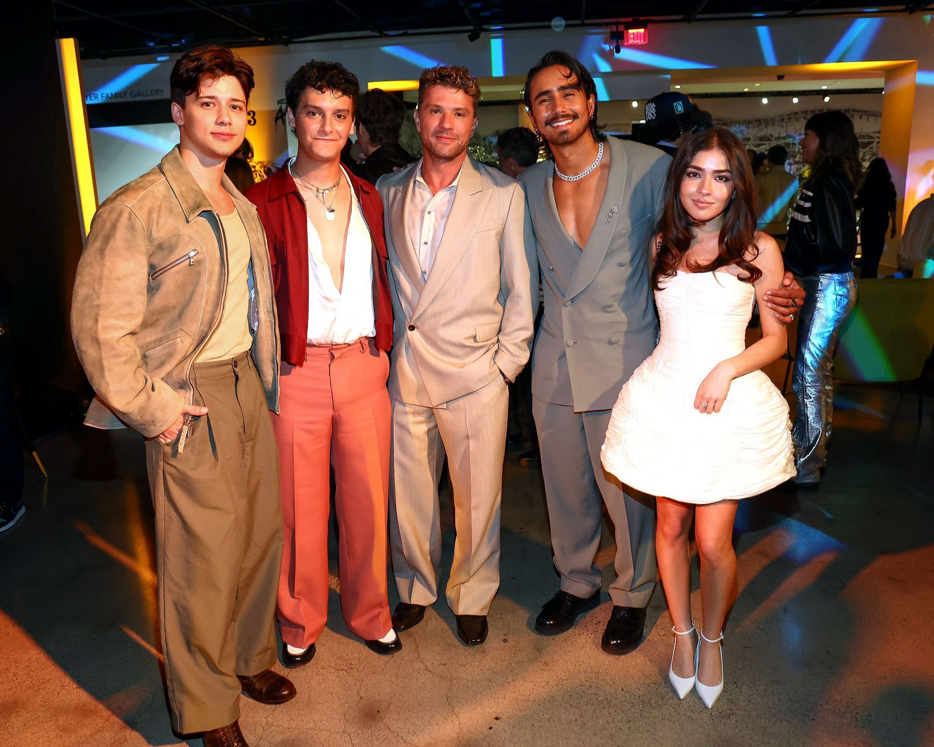 (L-R) Uriah Shelton, Nicolas Cantu, Ryan Phillippe, Michael Cimino, and Melissa Collazo attend Prime Video's "Motorheads" Red Carpet and Screening. (Image via Getty)